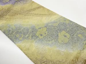 ふくれ織辻ヶ花に花々模様織出し全通袋帯